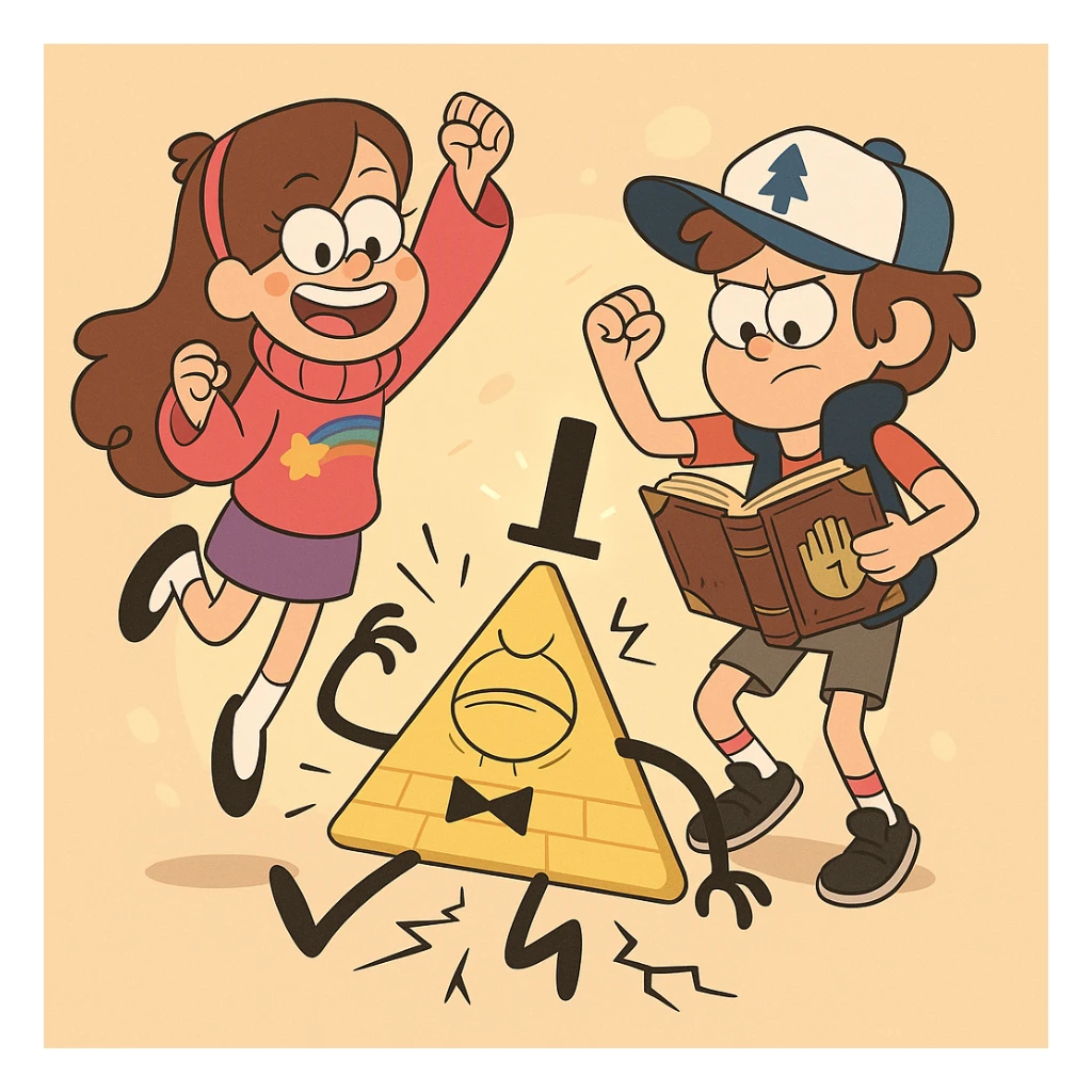 Mable and Dipper defeat Bill Cipher sticker