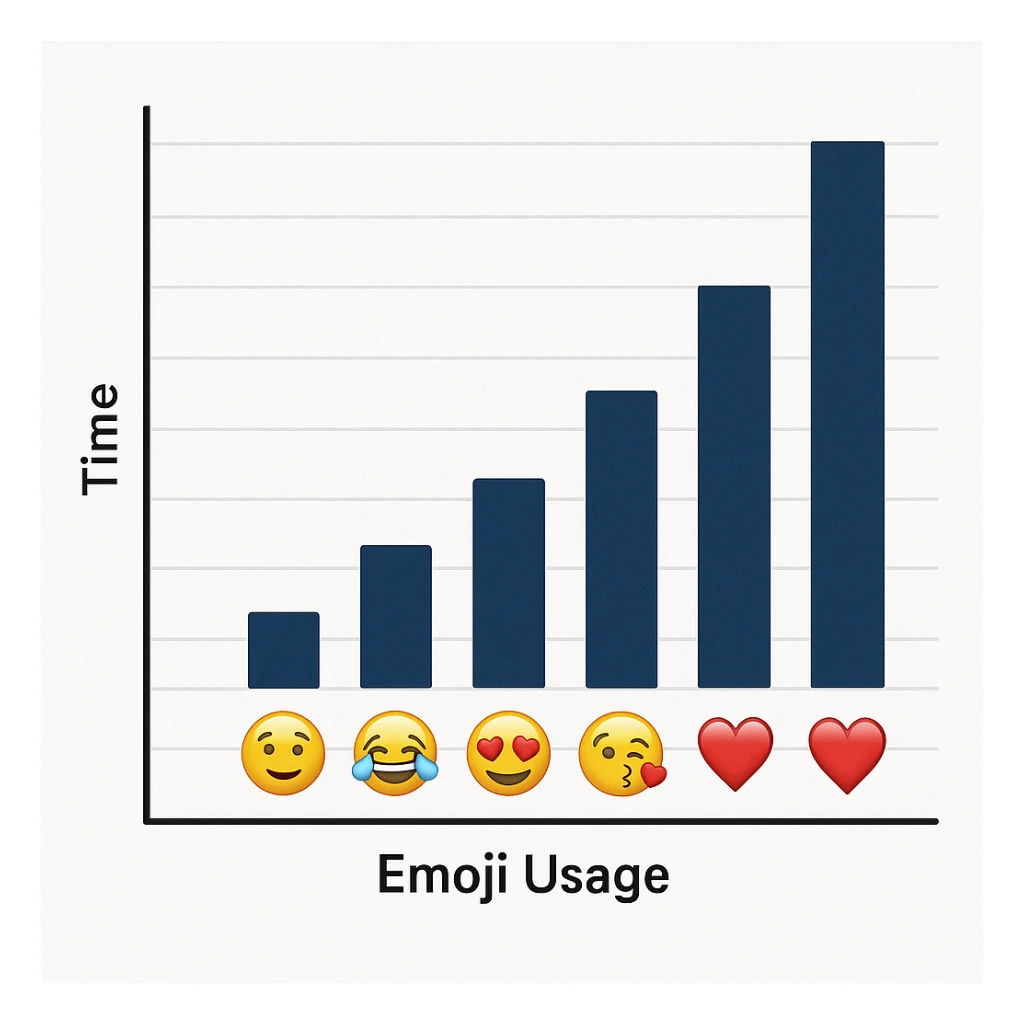 A bar chart showing emoji usage trends over time. sticker