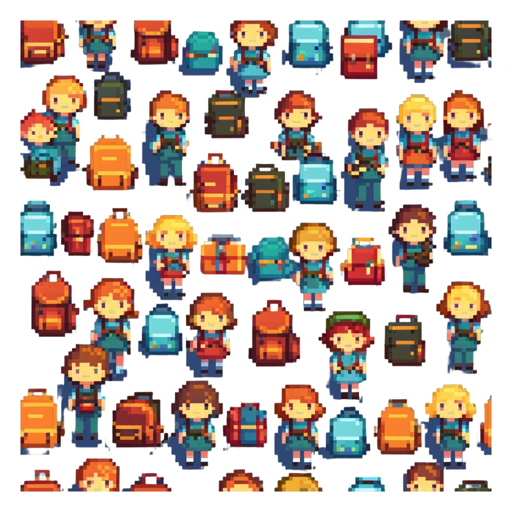 group of kids with backpacks sticker