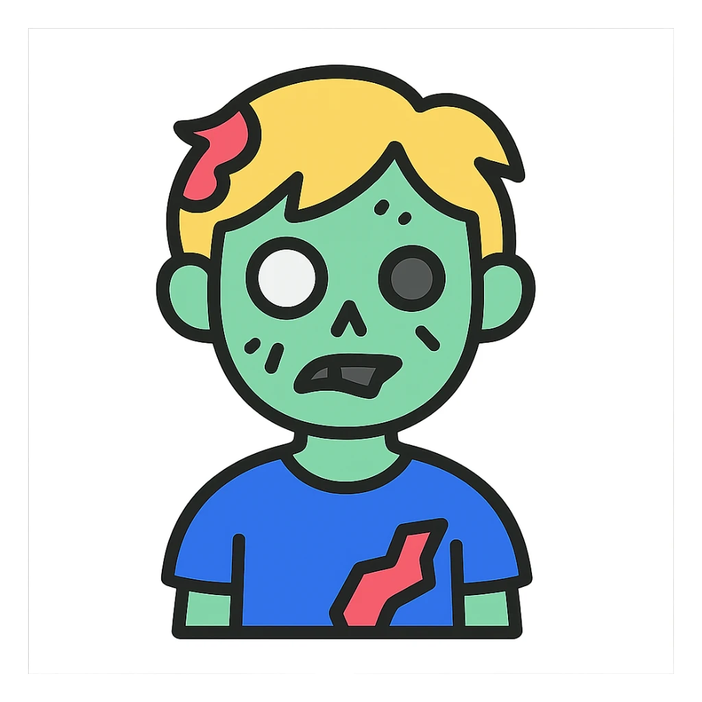 boy zombie with blonde hair, color outline icon style sticker