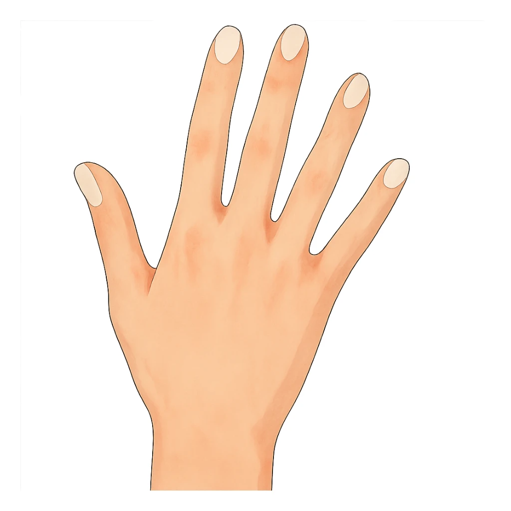 beautiful realistic female hand with five fingers and white manicure sticker