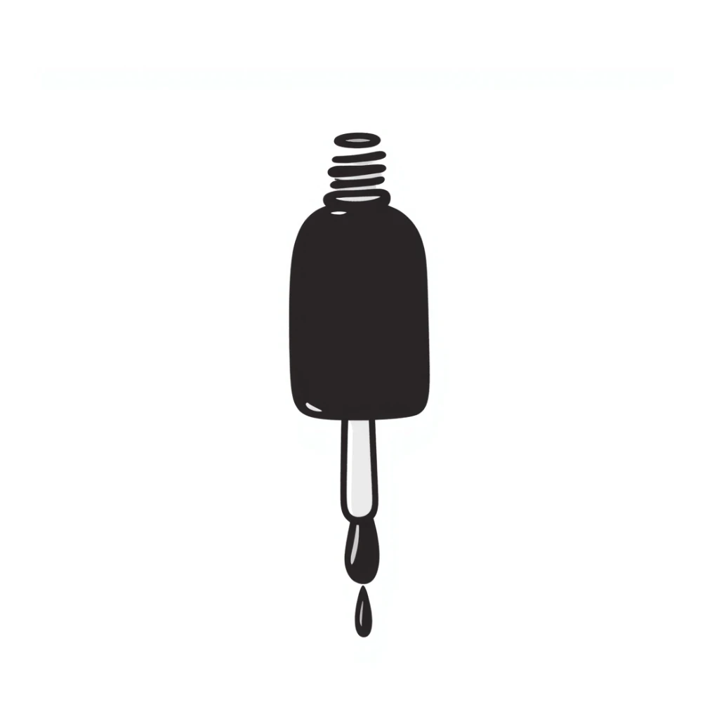 nail polish bottle with brush in pastel colors dd9fb0 ffc6d3 a3bfc9 c4bee2 f1b091, hand-drawn doodle style sticker