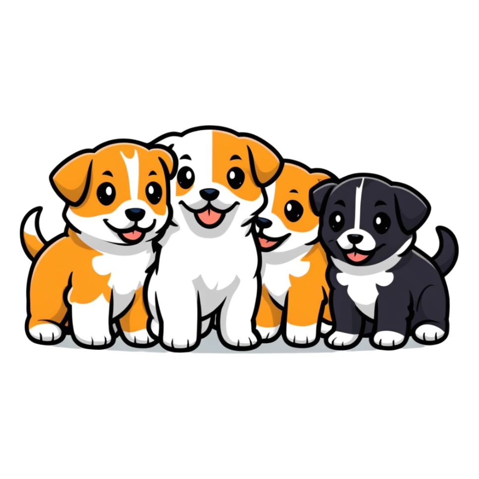 group of puppies playing sticker