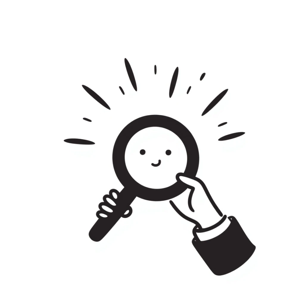 A hand-drawn magnifying glass with search lines sticker