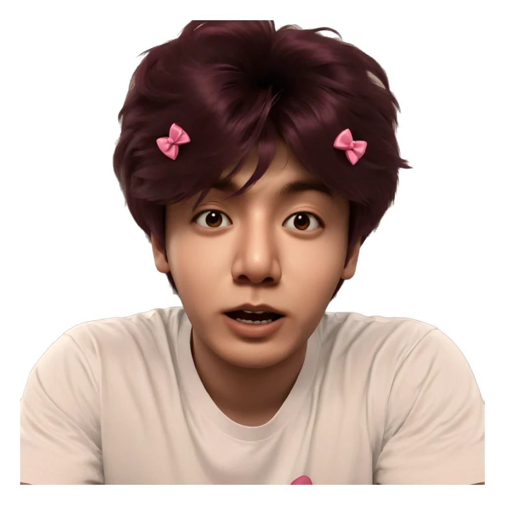 boy with pink hair bow sticker
