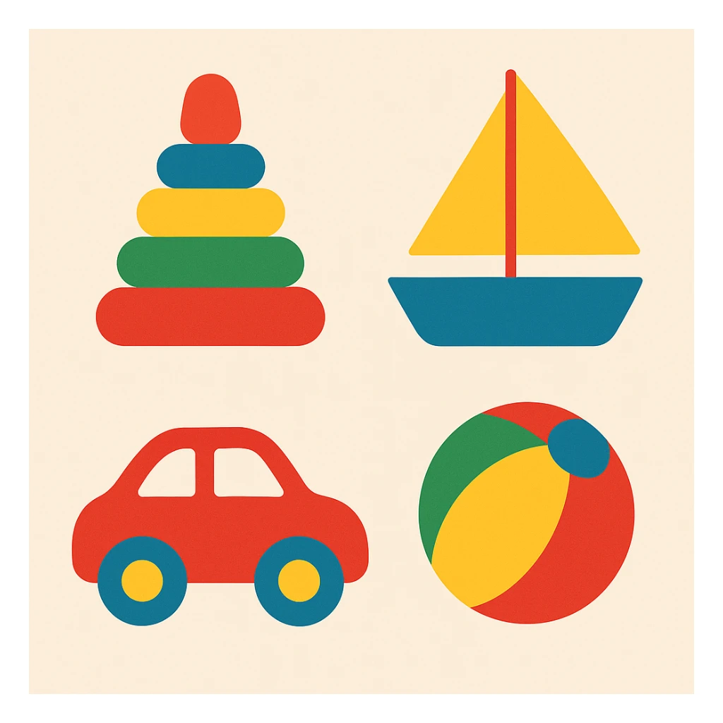 Flat design style toy sticker