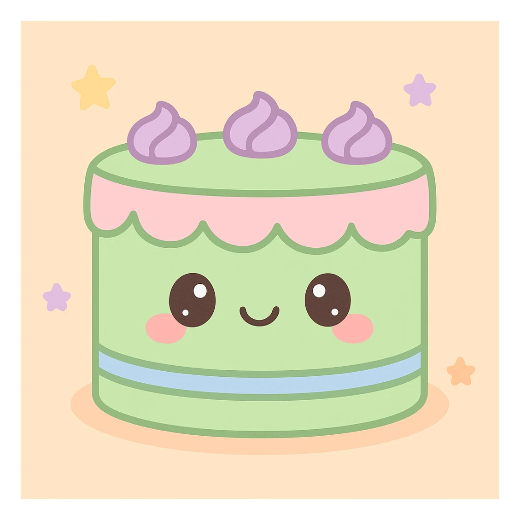 a green cake, kawaii style, cute and charming with soft colors sticker