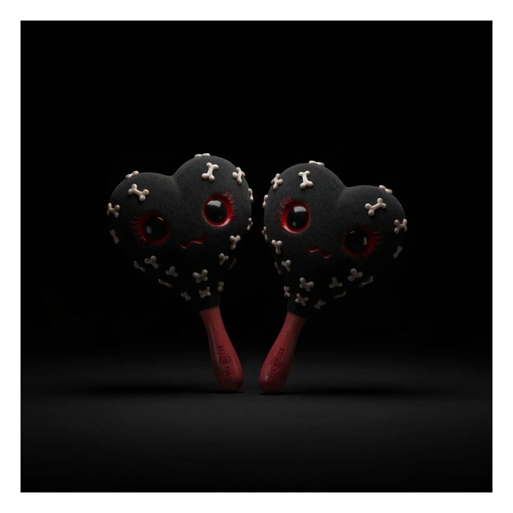 goth heart maracas, cute, expressive, minimal sticker