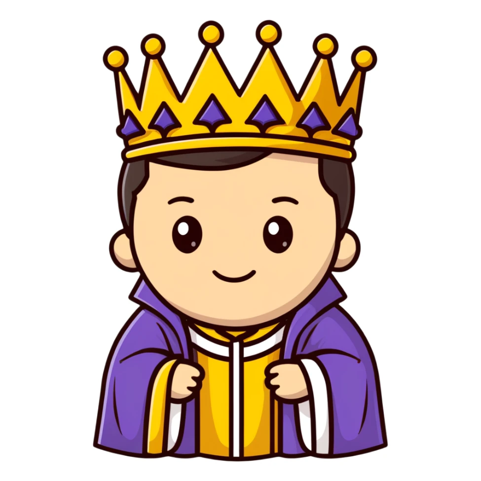 king with crown and royal robe sticker