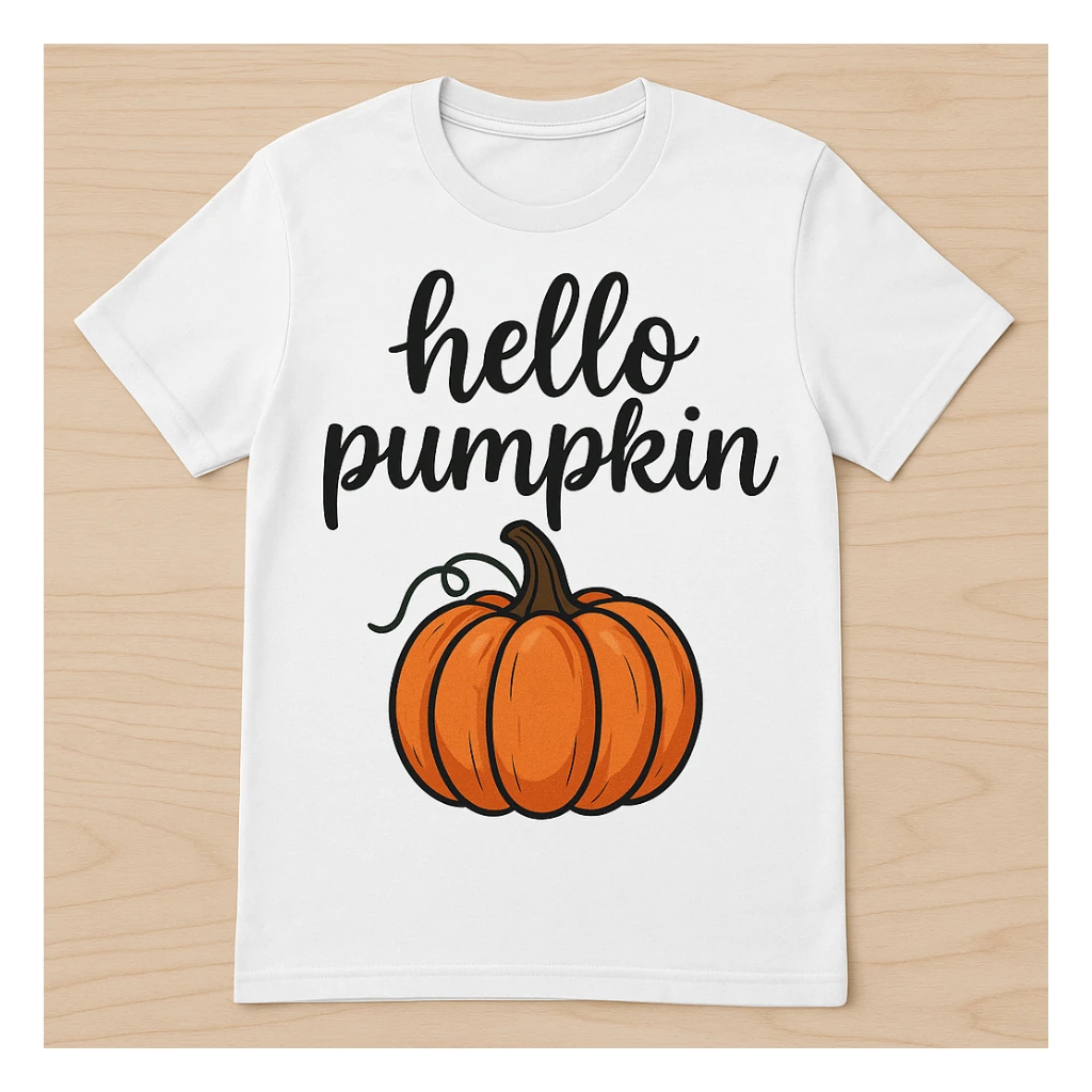 t shirt with print "hello pumpkin" sticker