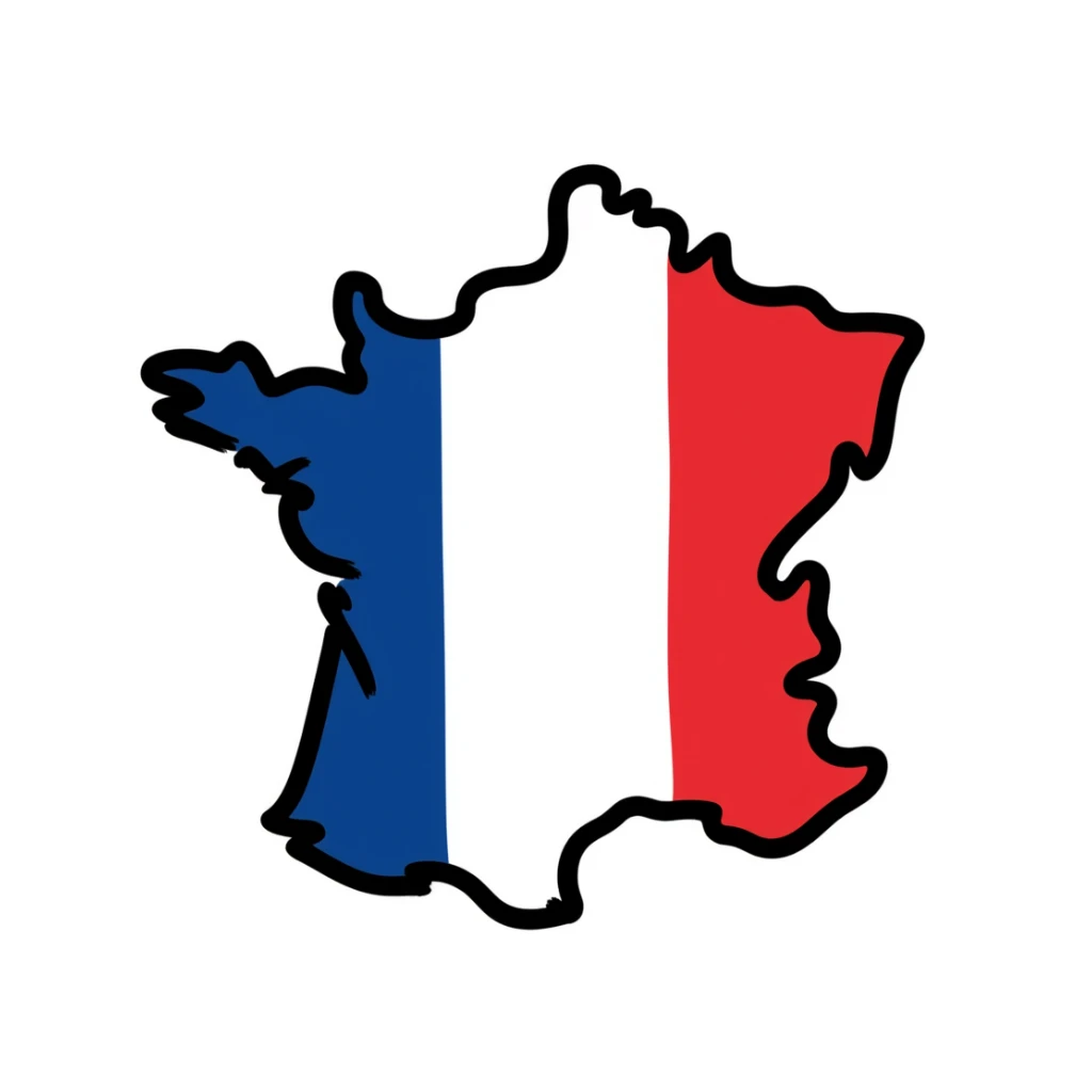 doodle style France map with flag colors sticker