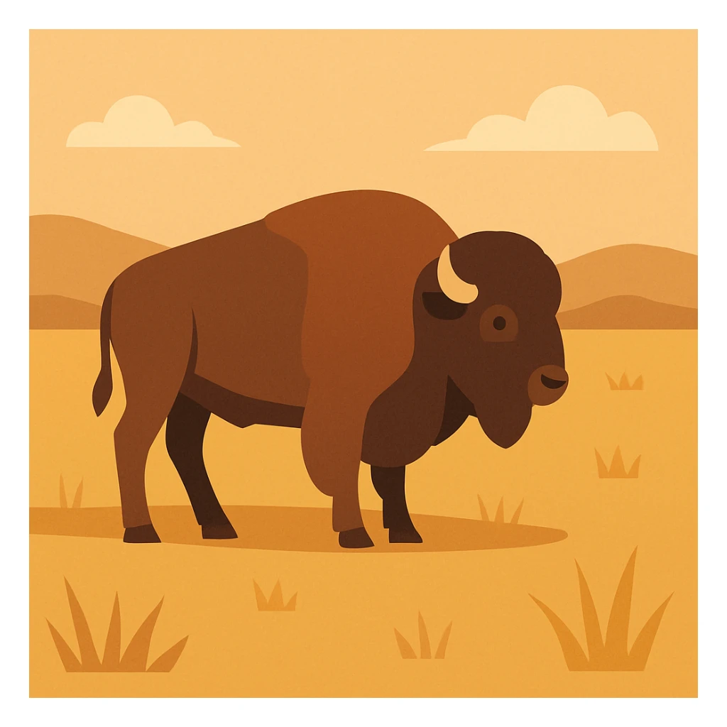 Flat design style buffalo in the plains sticker