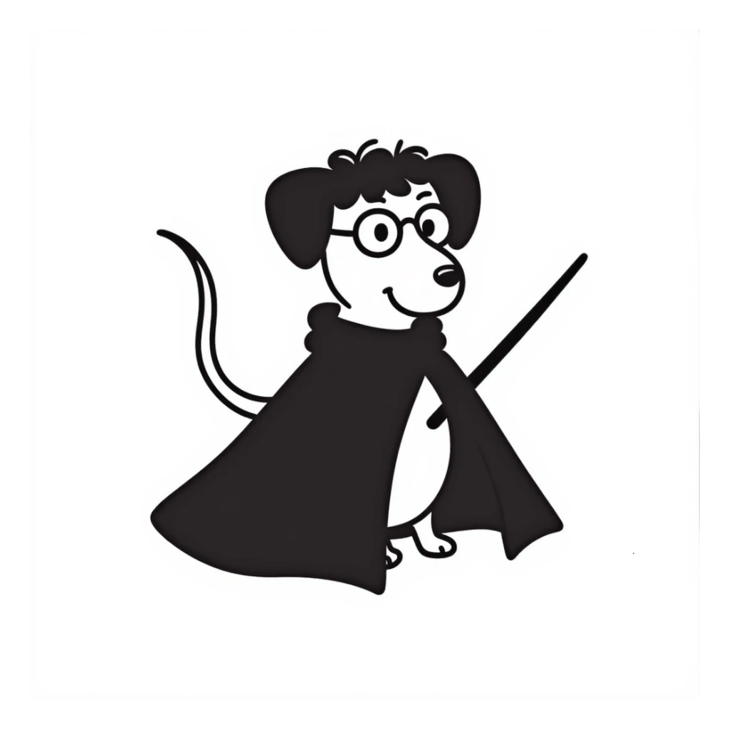 A dachshund in a Harry Potter costume sticker