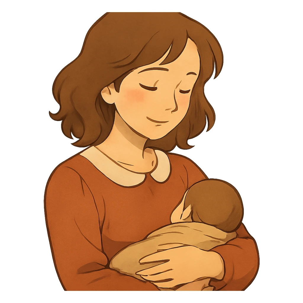 ghibli style warm portrait of a mother sticker