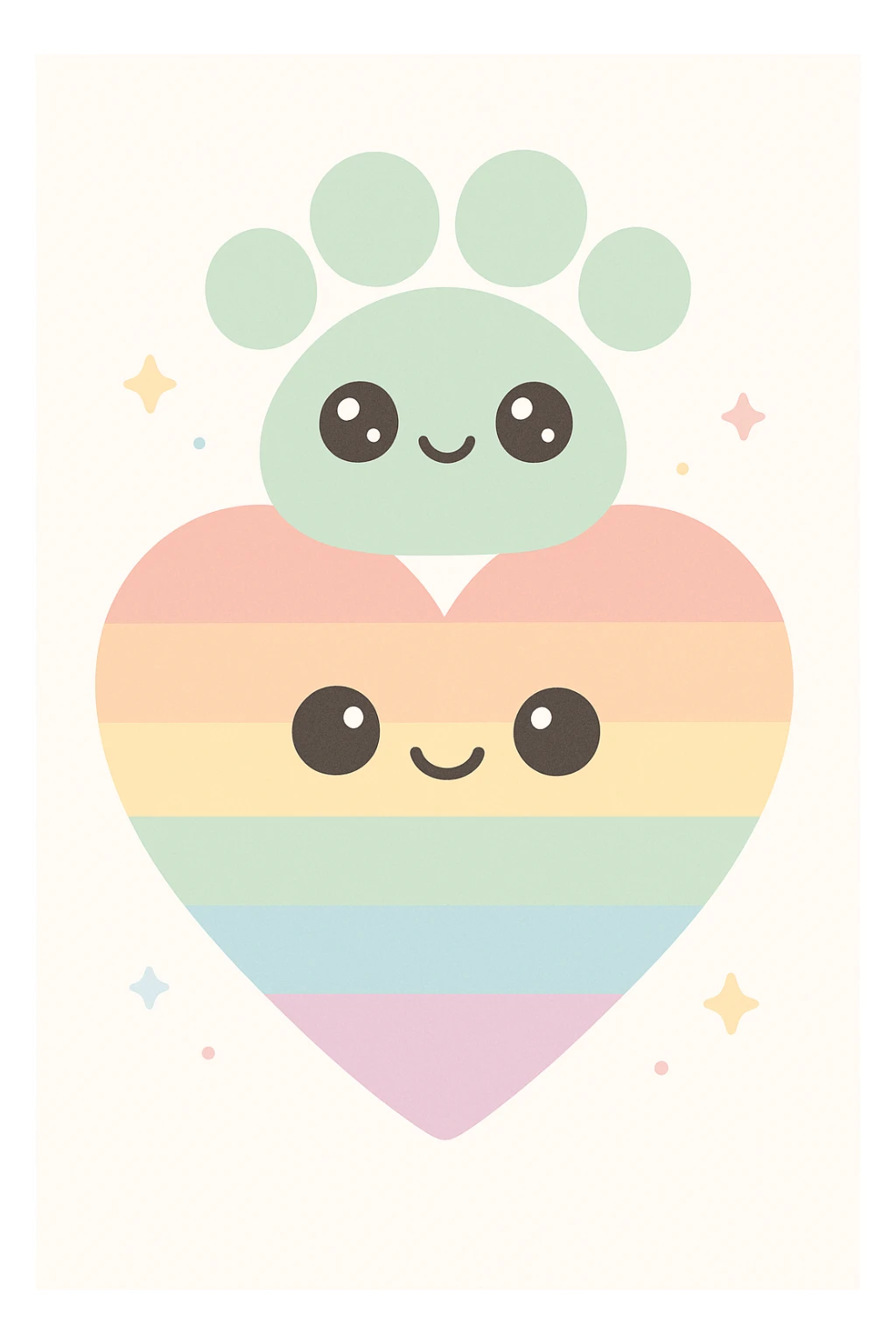 rainbow pride heart with a paw print on top, no text sticker