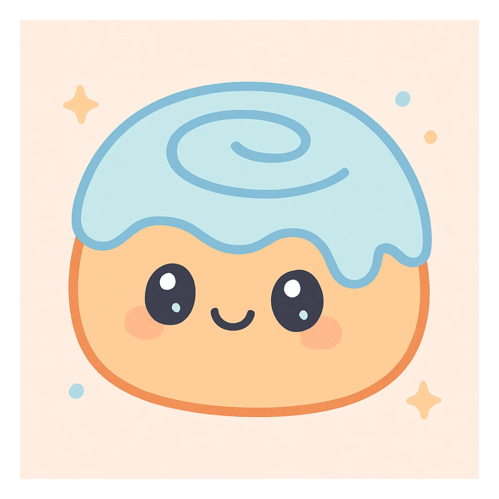 a sweet roll, kawaii style, cute face, pastel colors sticker