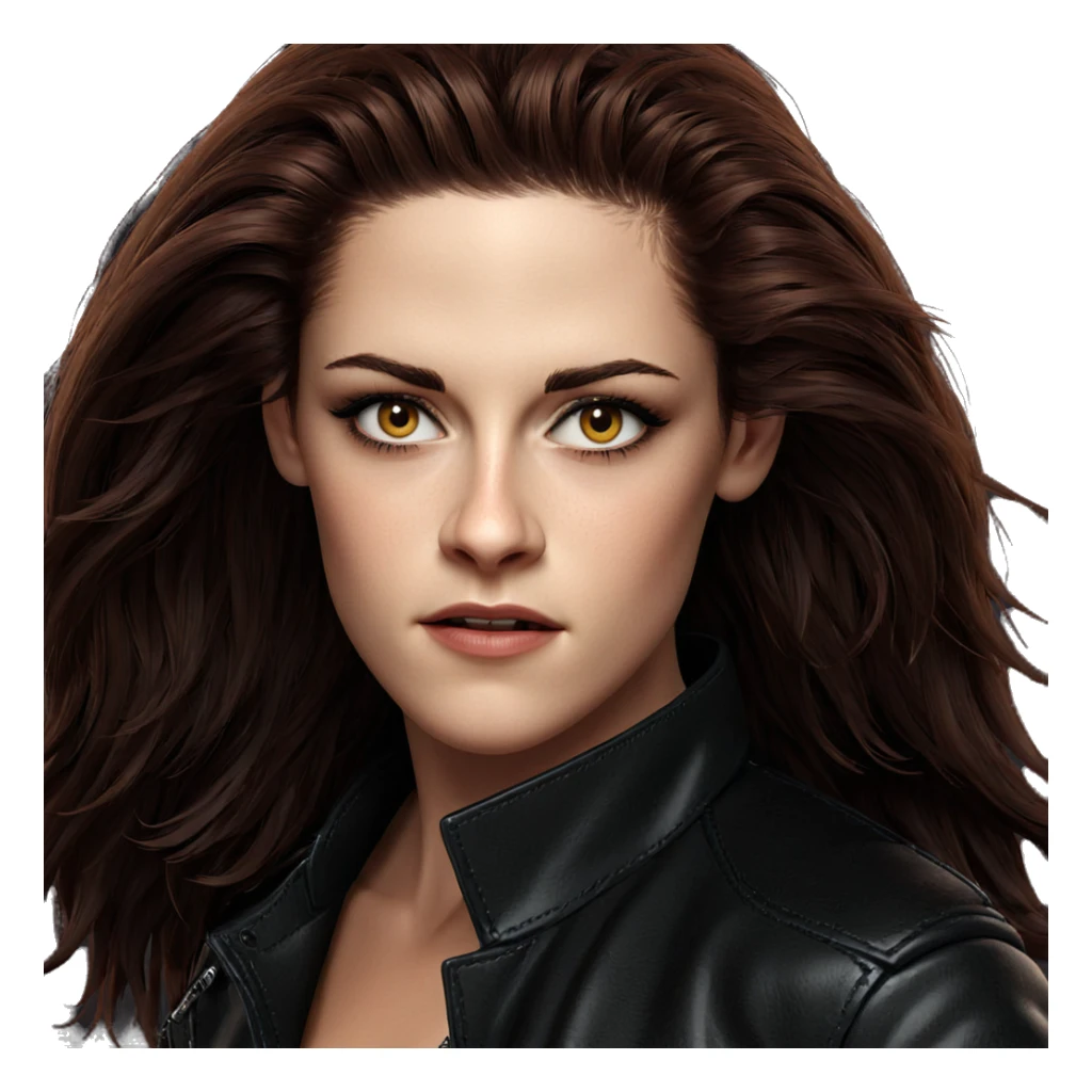 girl in leather jacket portrait sticker