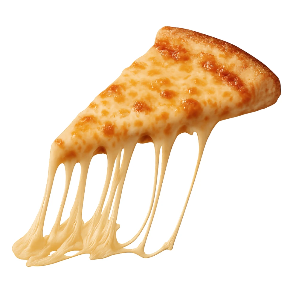 a slice of pizza with melting cheese sticker