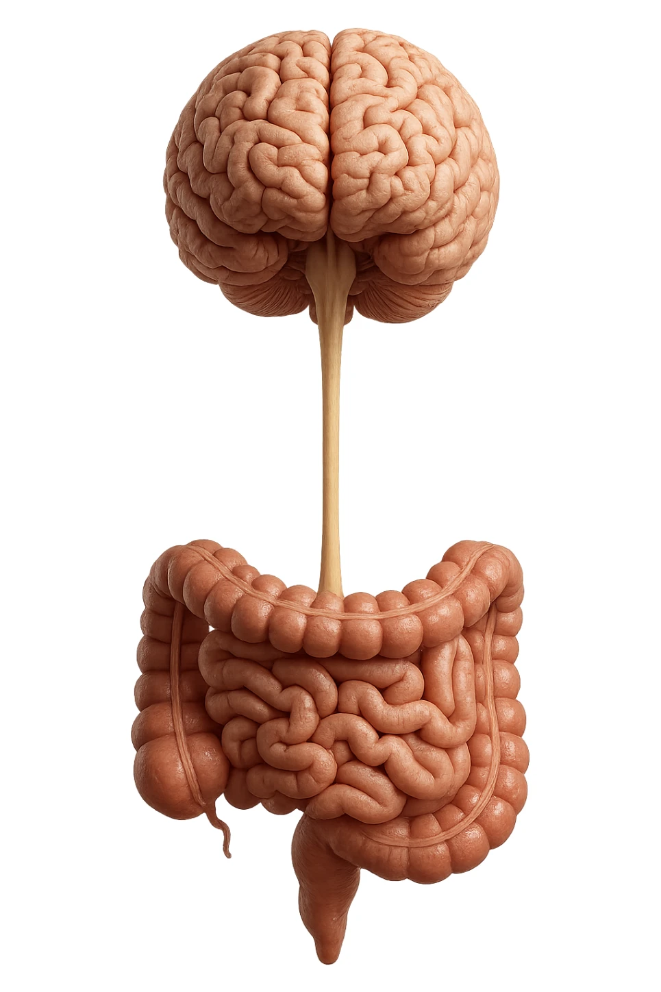 intestino e cervello sono collegati verticalmente, iperrealistico 4k sticker