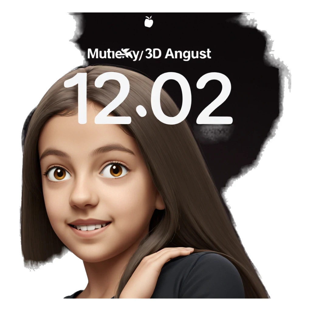 smiling girl with long hair sticker