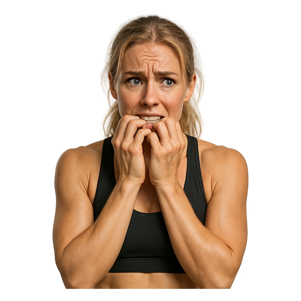 donna fitness bionda e bella ma nervosa, iperrealistica 4k sticker