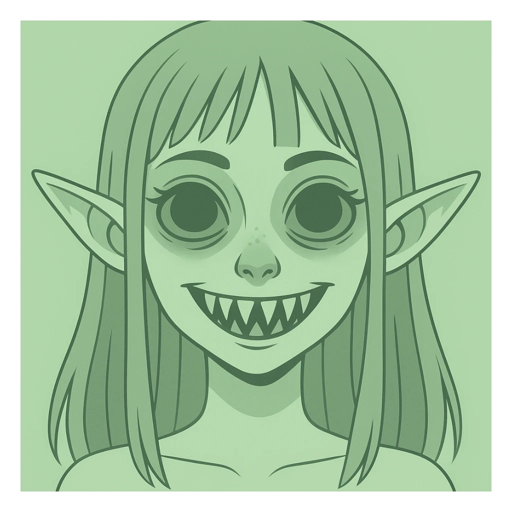 Make the pastel horror profile picture scarier and use a light green pastel color palette, keep it cute, expressive, and minimal, in the style of imagen-4-fast-KaUtLiSA10F style. sticker