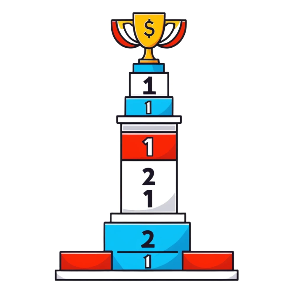 leaderboard podium with 1st, 2nd, 3rd rankings clearly labeled sticker