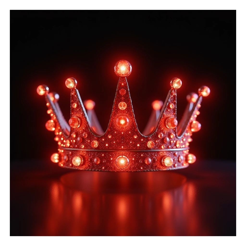 realistic glowing red crown with gems, luxury, sparkling effect sticker