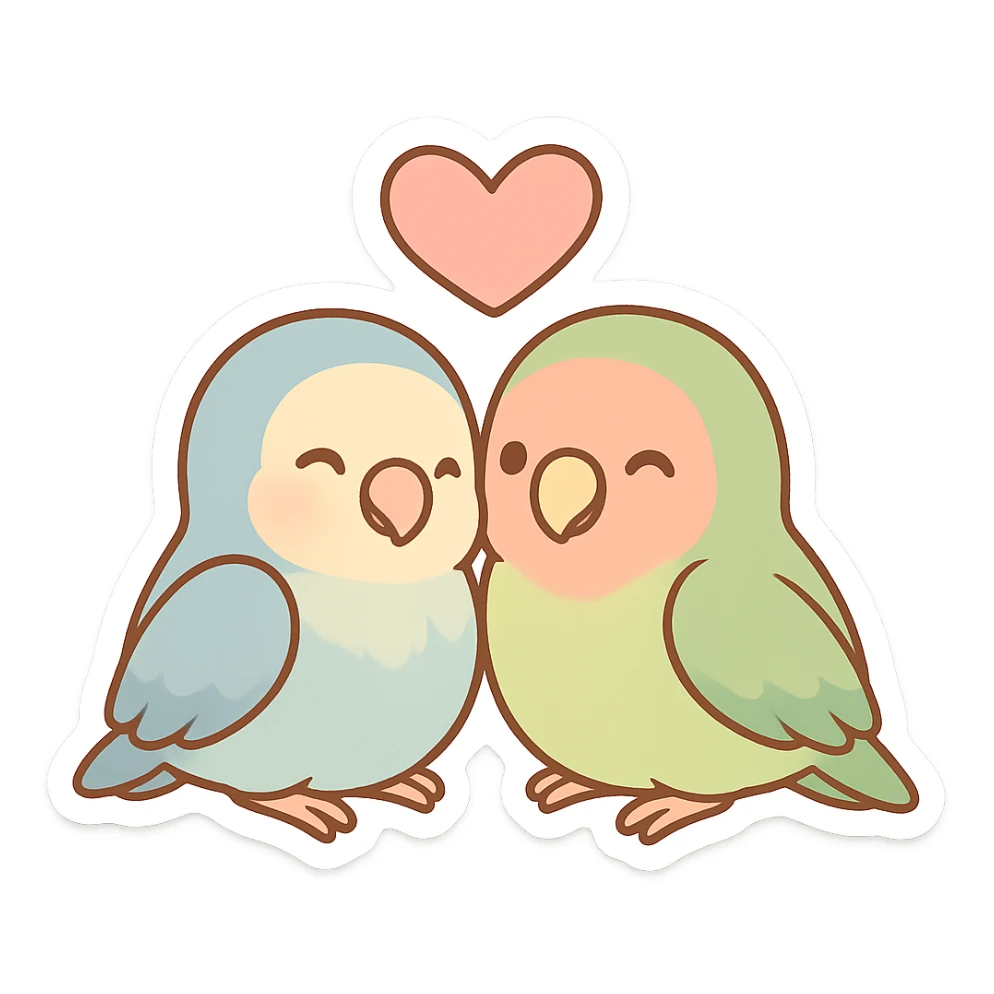 cute pair of lovebirds with a heart, pastel  sticker