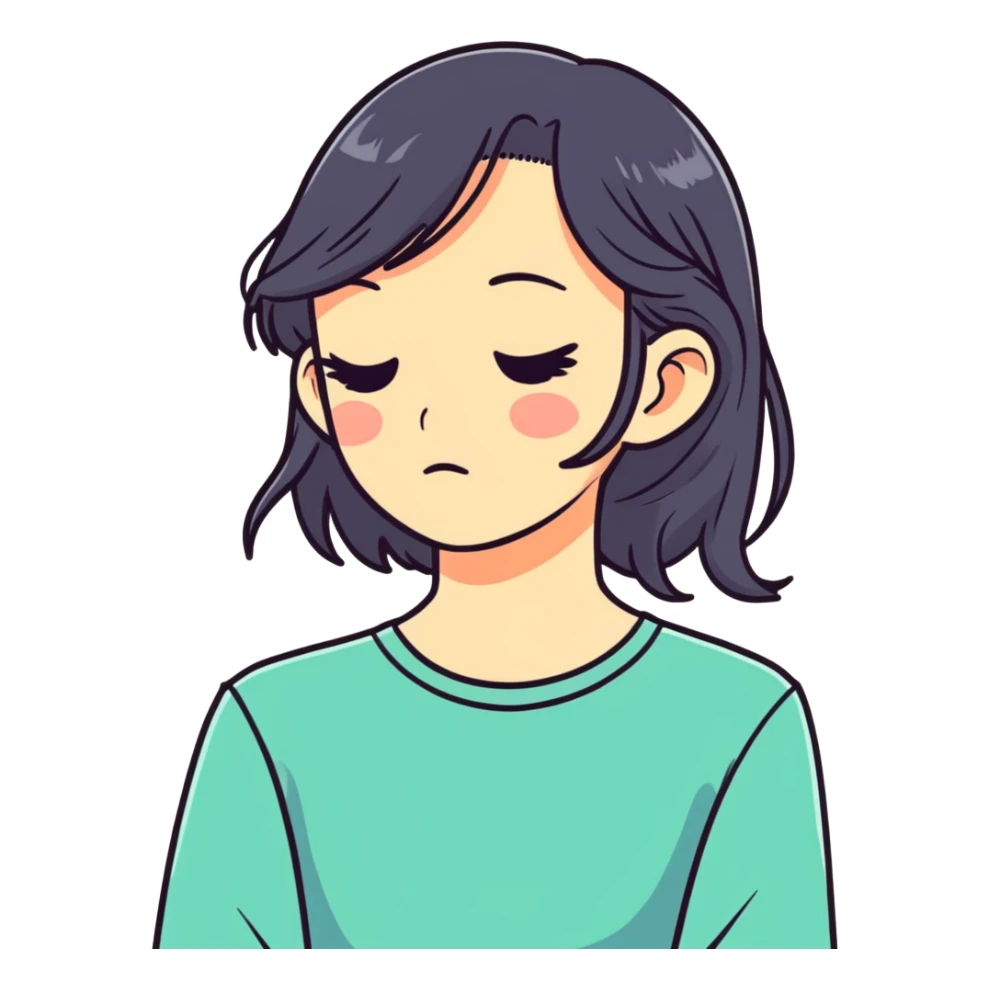 Girl tucking hear behind ear sticker