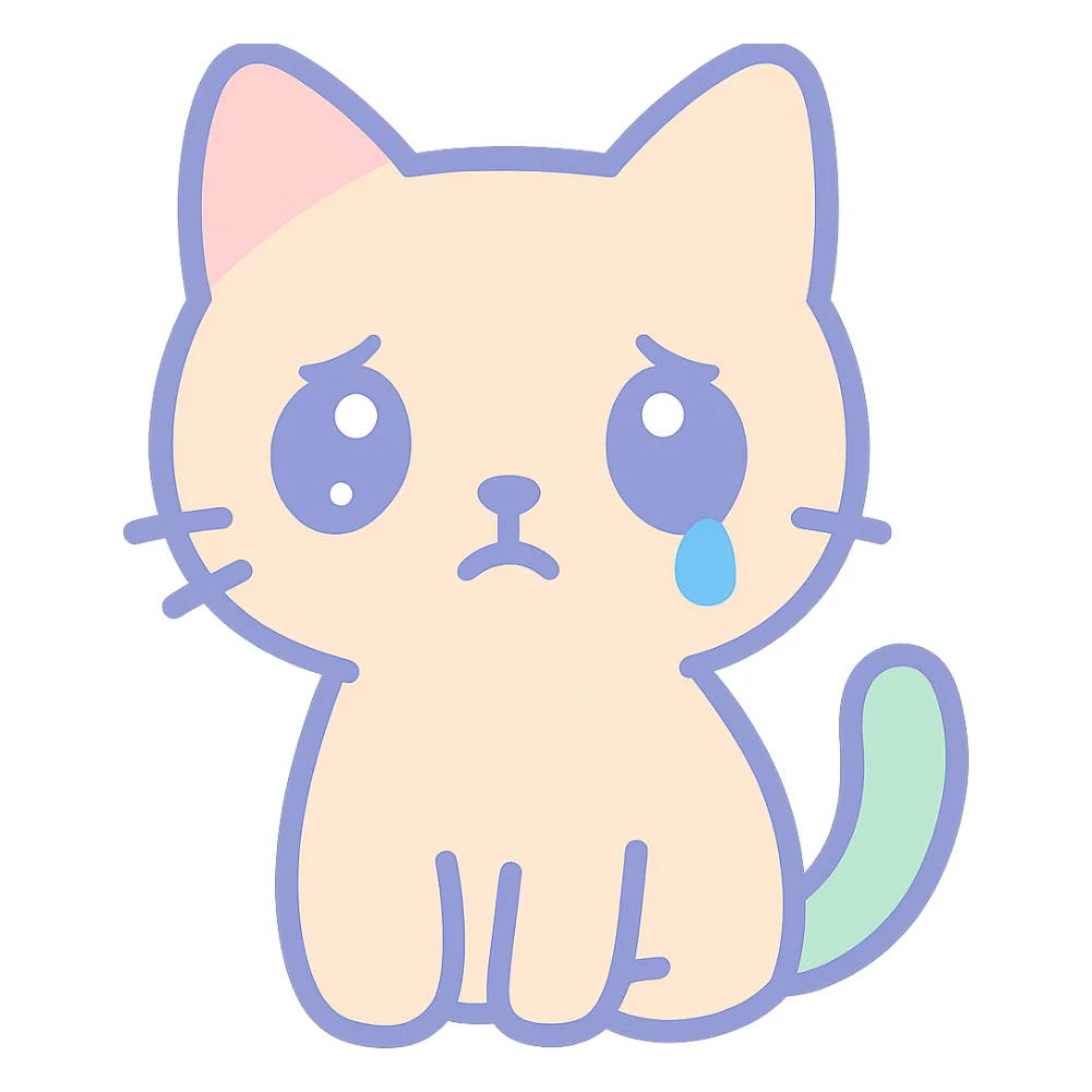 sad cat with a tear, cute style sticker