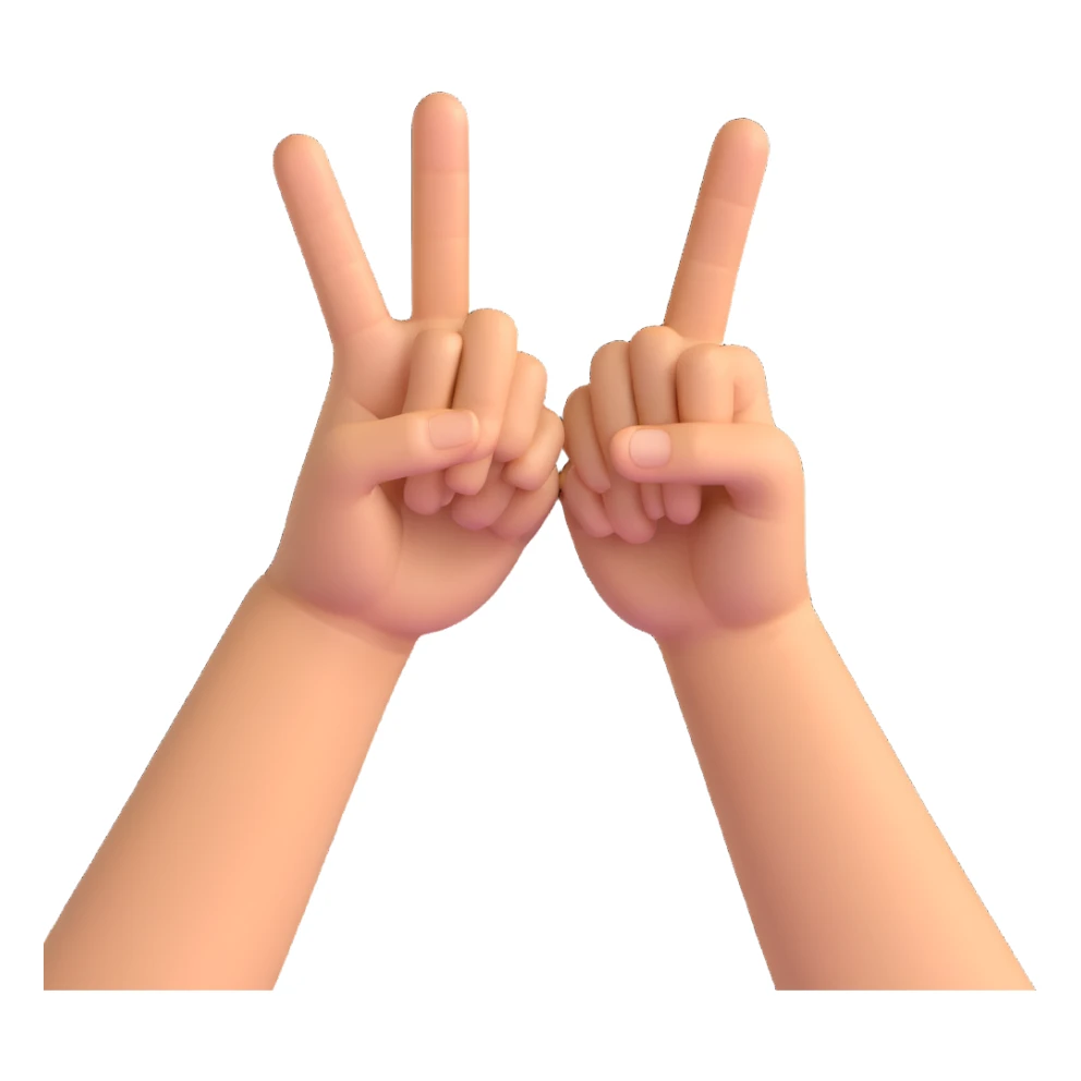 hand making nah gesture, back of hand facing forward, fingers together, slight top-down view, modern 3D emoji style sticker