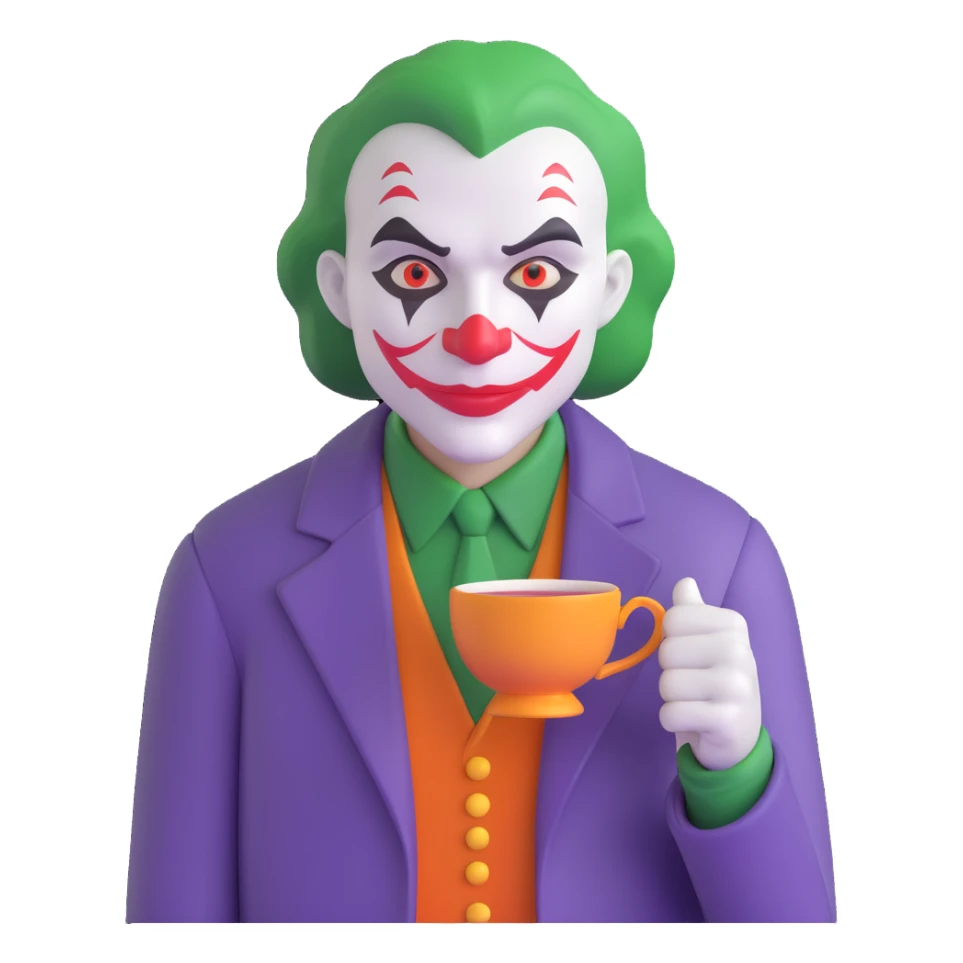 joker holding big tea cup sticker