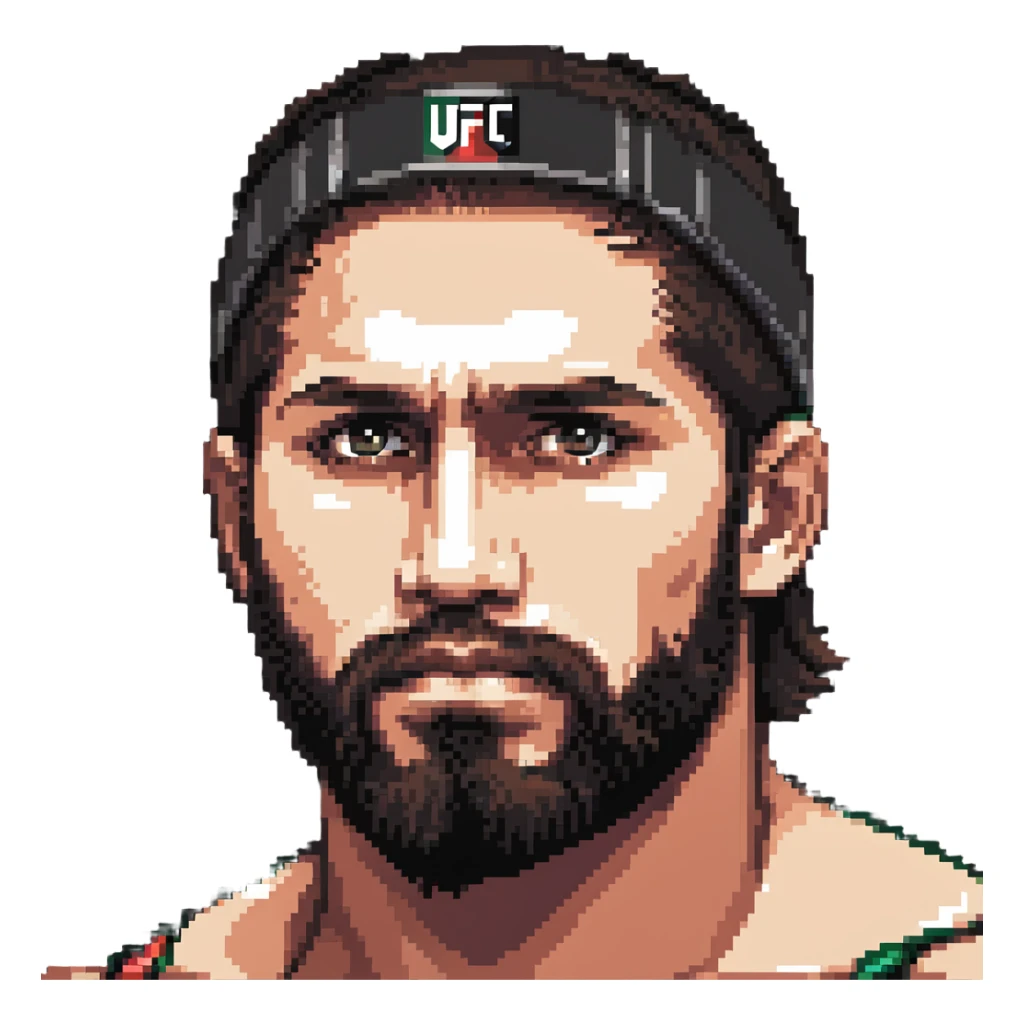 Islam Makhachev MMA fighter with beard and serious expression, UFC champion sticker