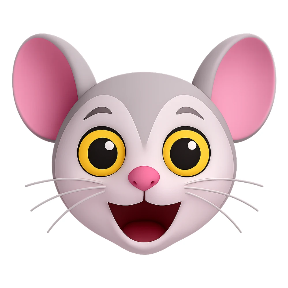 Change the expression to have an open mouth instead of tongue out, keeping the same colors and 3D emoji style. Maintain the transparent background. The original style is Microsoft style 3D fluent emojis. sticker