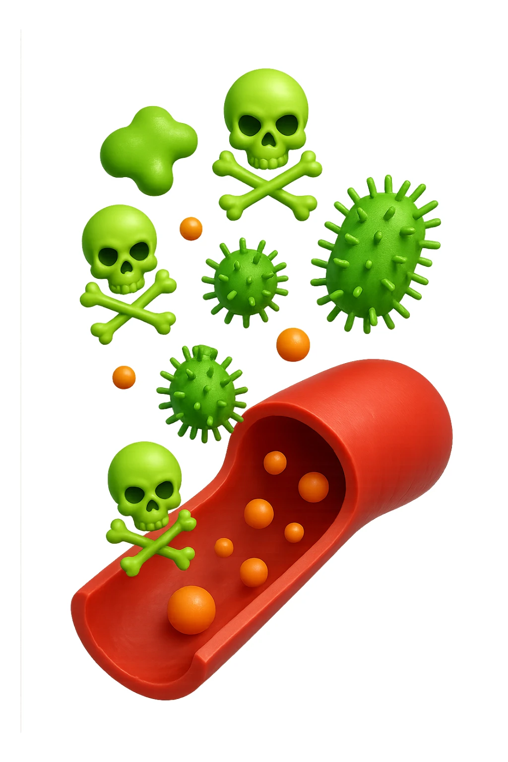 EMOJI STILE IPHONE 3D DI tossine e batteri che entrano in una vena umana E FALLO MOLTO REALISTICO IN 3D sticker