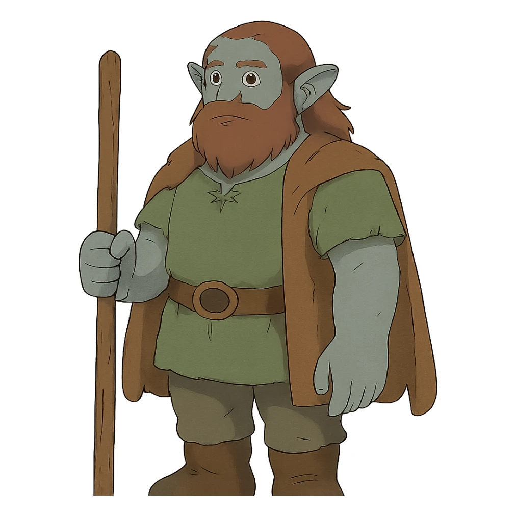 ghibli style firbolg with grey skin sticker