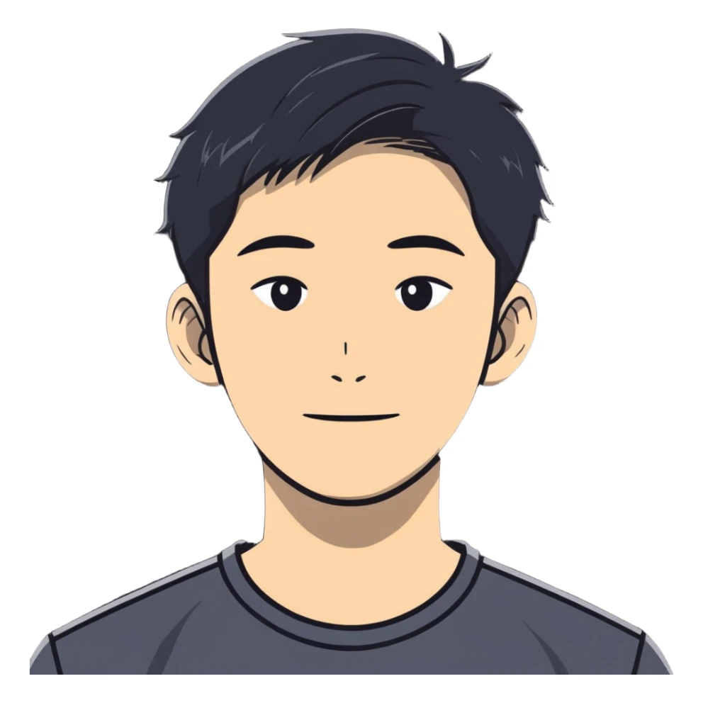 cartoon sticker of Bowen Liu, friendly expression, referencing YC F24 sticker