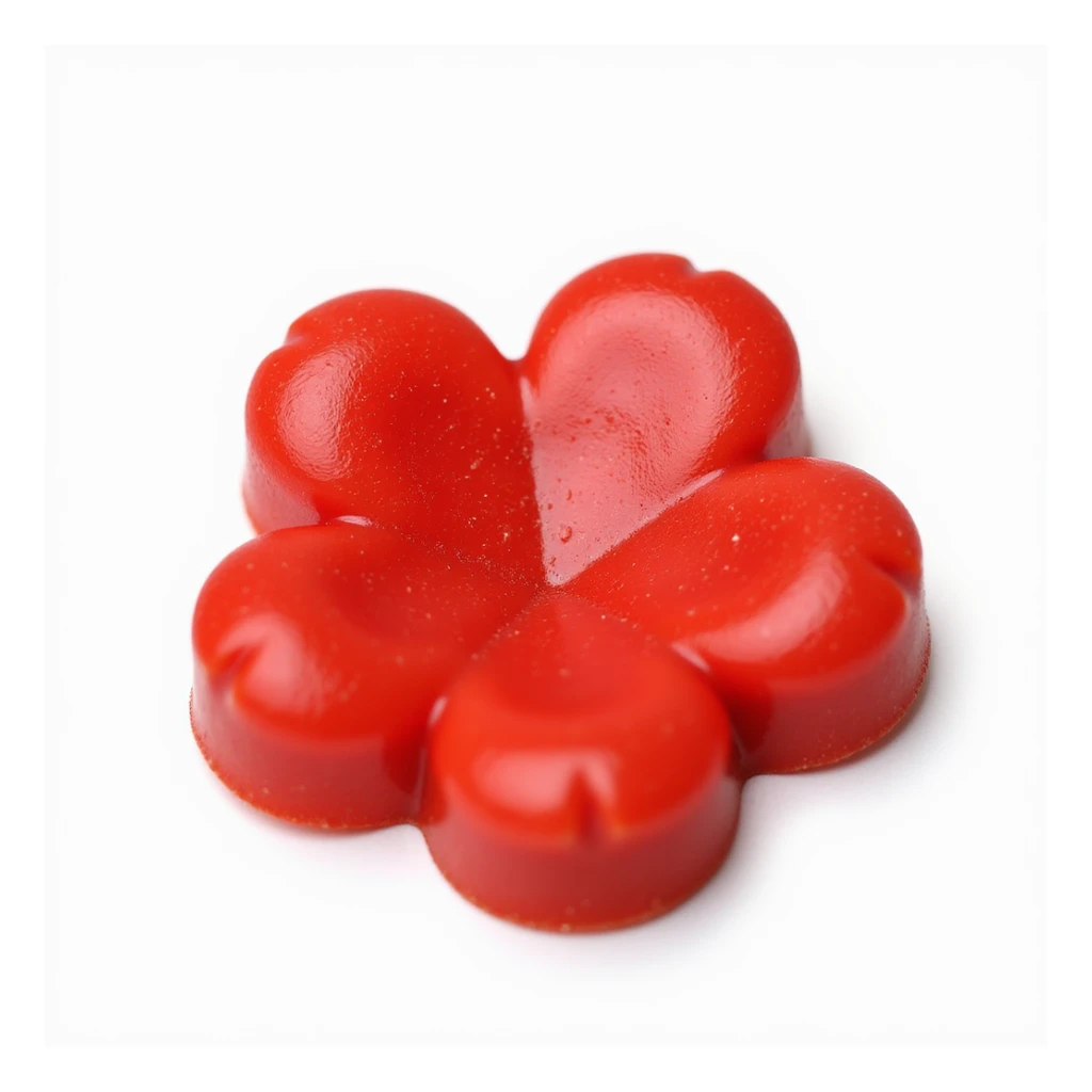 realistic red flower-shaped candy, isolated on a transparent background, no visible background sticker