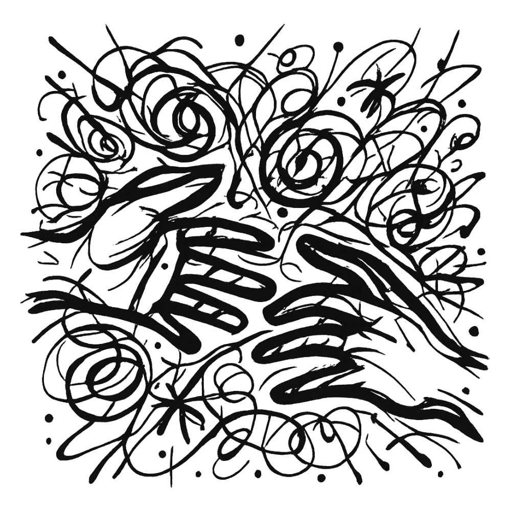 two hands reaching out to each other, chaotic drawn icon, loose lines sticker