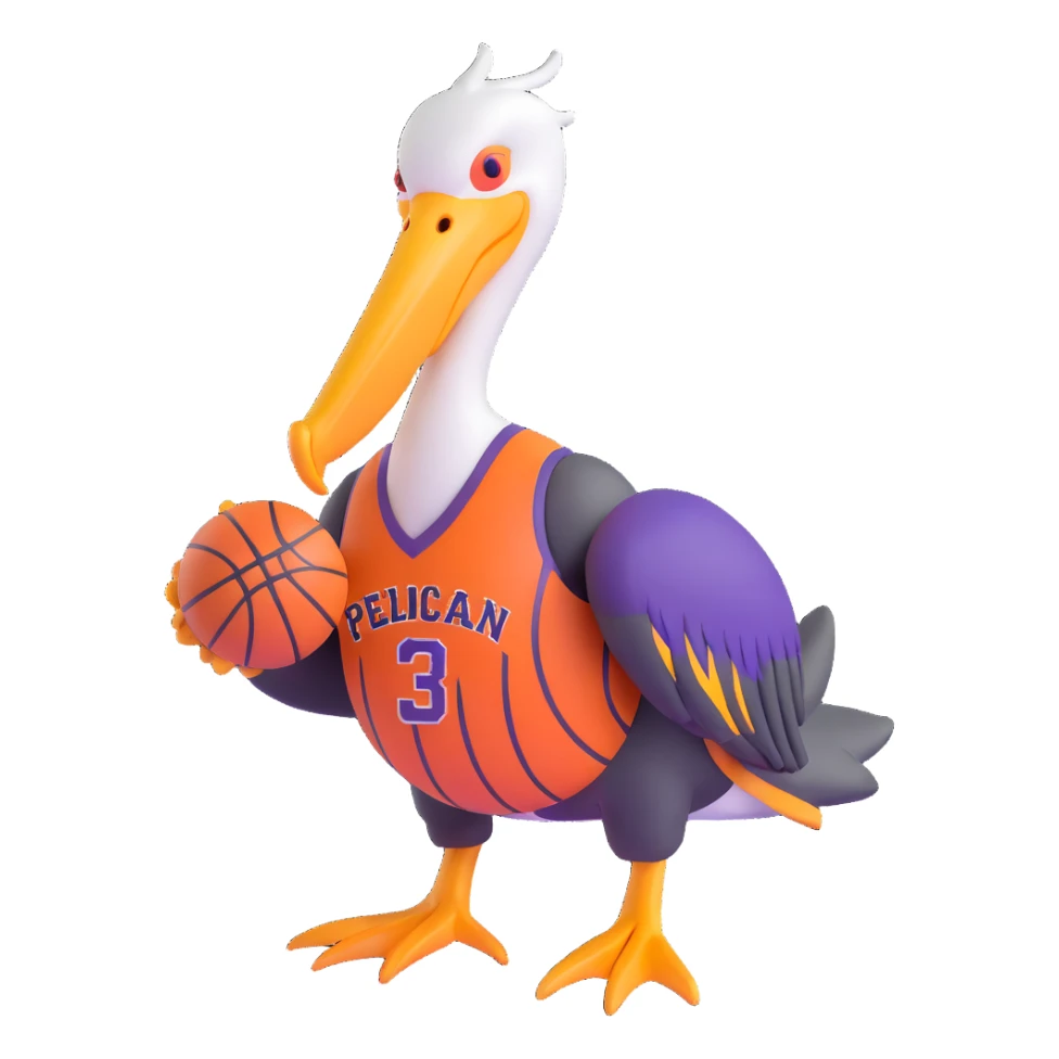 Pelican wearing New Orleans basketball jersey sticker