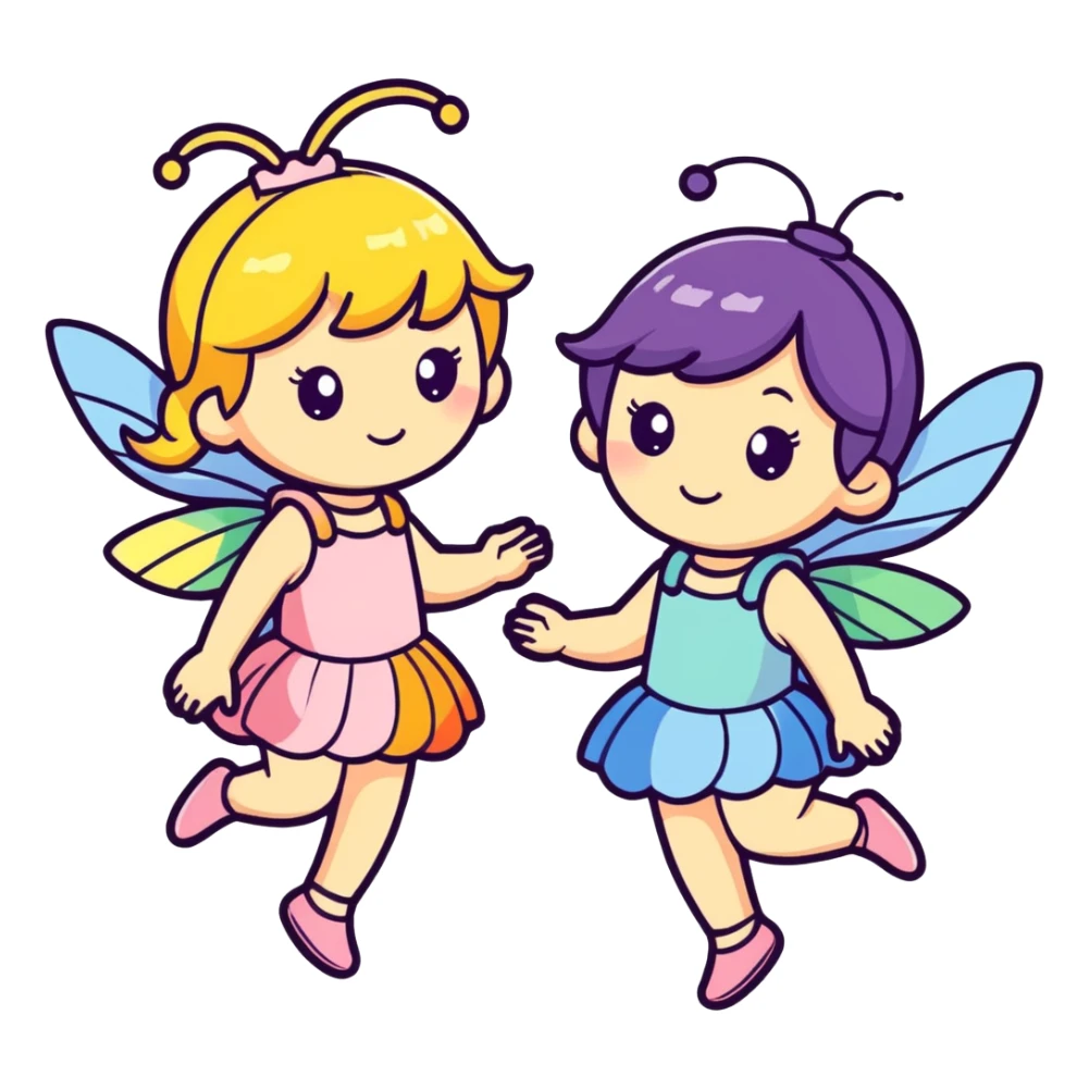 Two Fairy Sisters with Rainbow Wings sticker