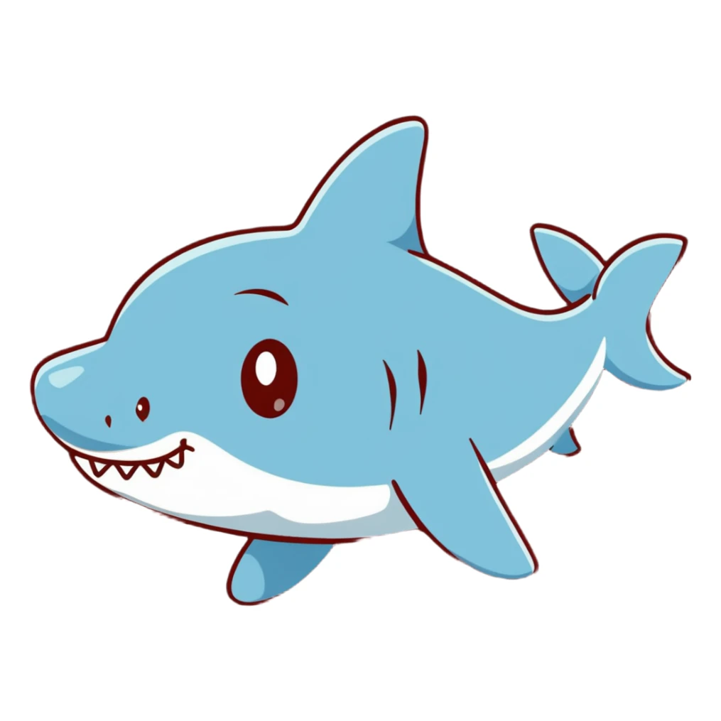 cute cartoon shark swimming sticker
