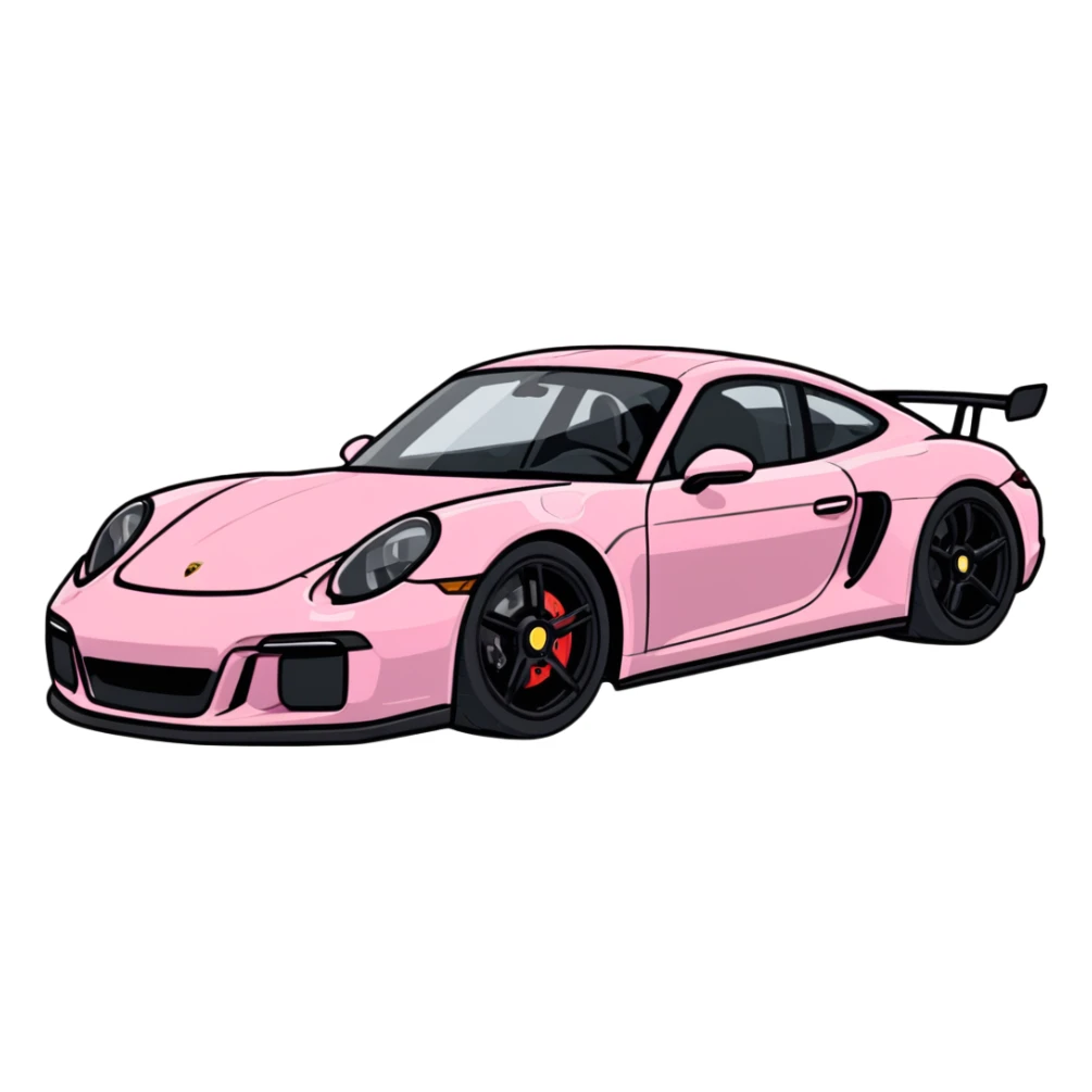 full view of a pink porsche sports car sticker