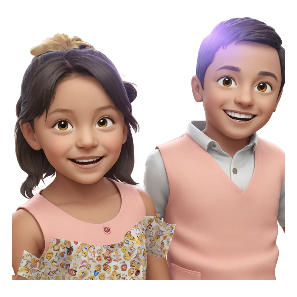 smiling girl with boy in vest sticker