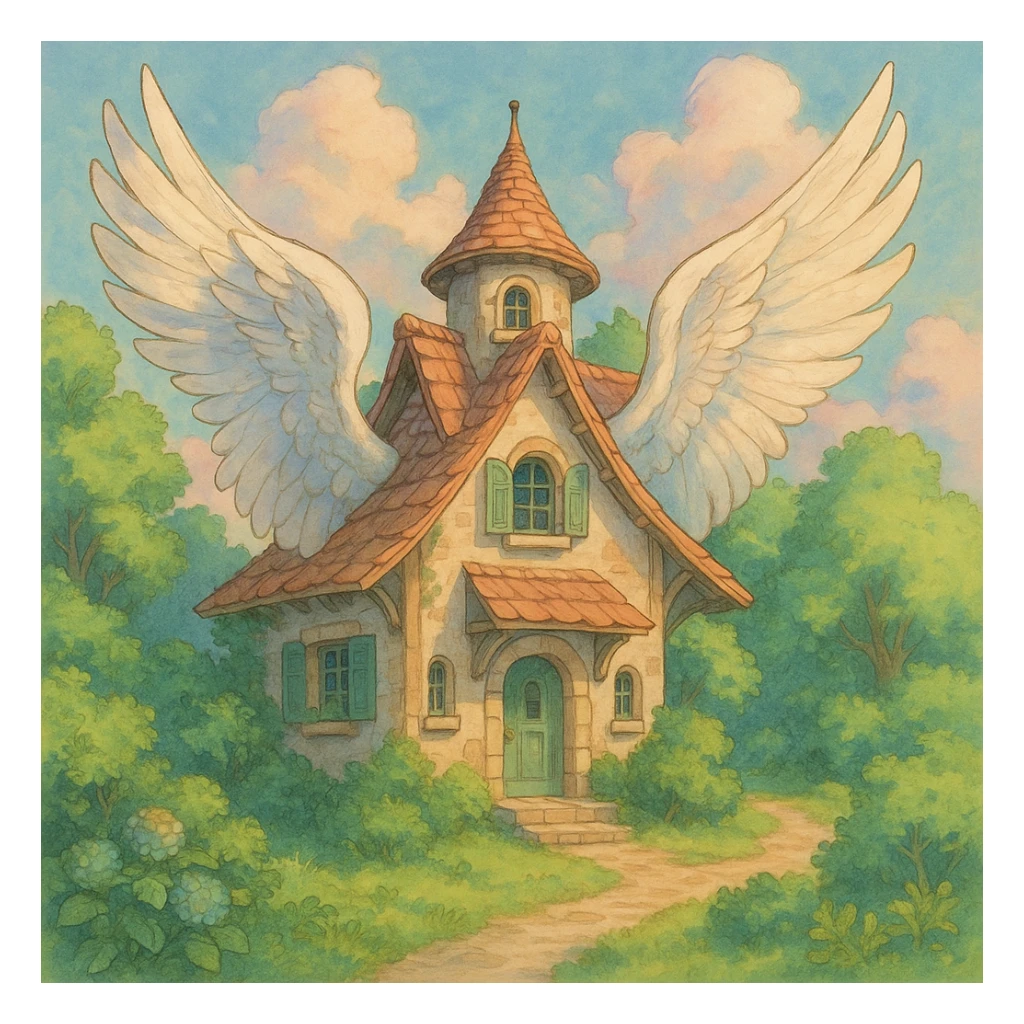 a house with wings sticker