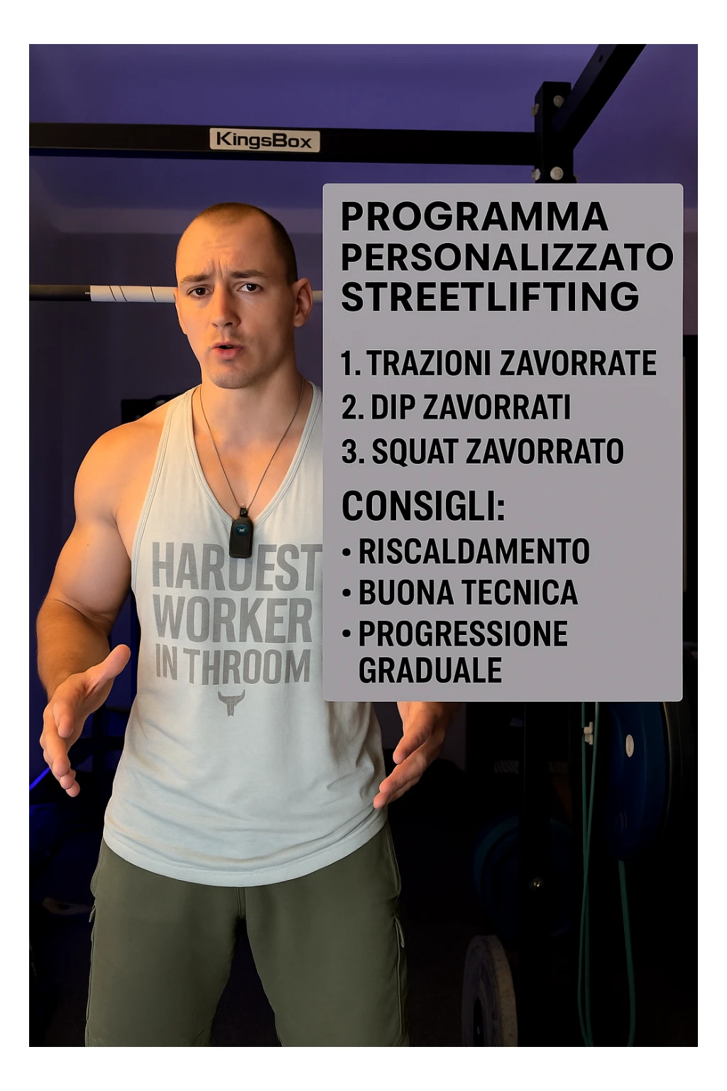Uomo che crea un programma personalizzato per un suo cliente, sullo streetlifting, tutto in italiano sticker