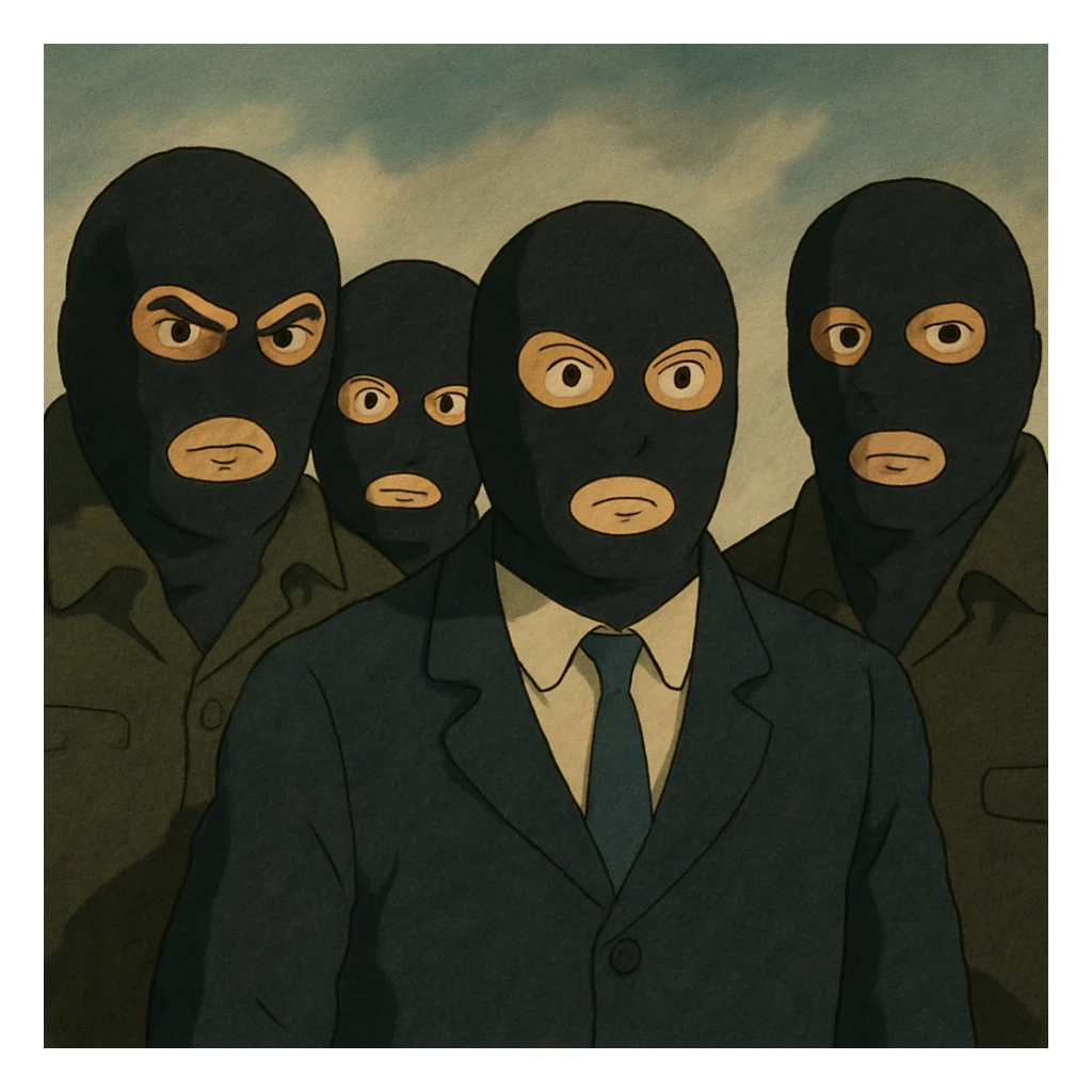 group of men with black ski masks sticker