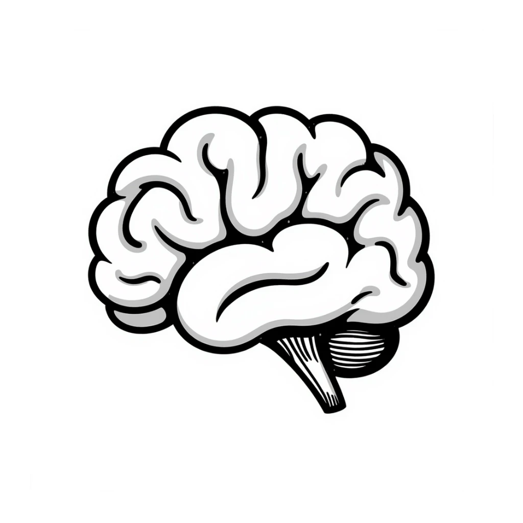 a detailed hand drawn doodle of a brain sticker