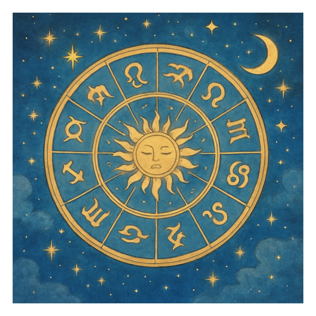 dreamy and magical astrology wheel with stars, celestial vibe sticker